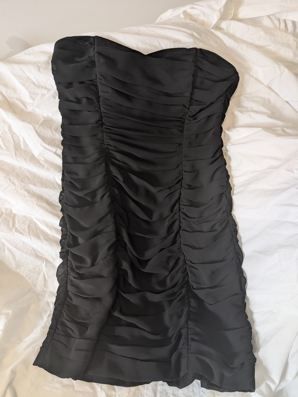 H&M Black Strapless Ruched Evening Dress